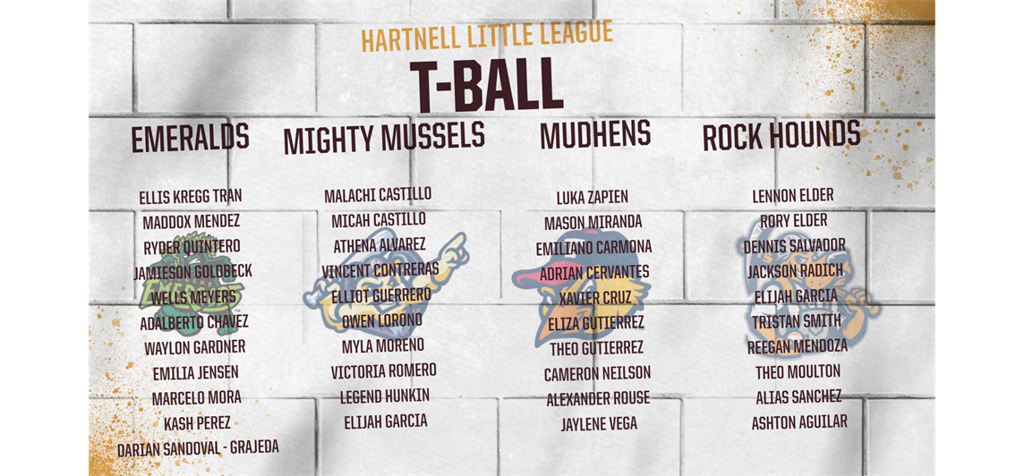 2026 T-Ball Rosters