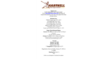 2023 Hartnell Little League Registration Info